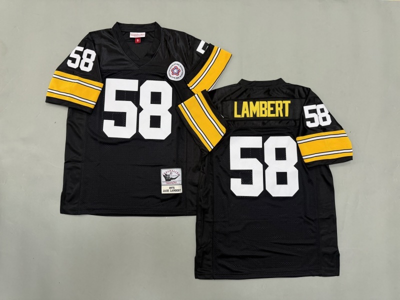 Men 2025 Pittsburgh Steelers #58 Lambert black Throwback Limited NFL Jersey style 003